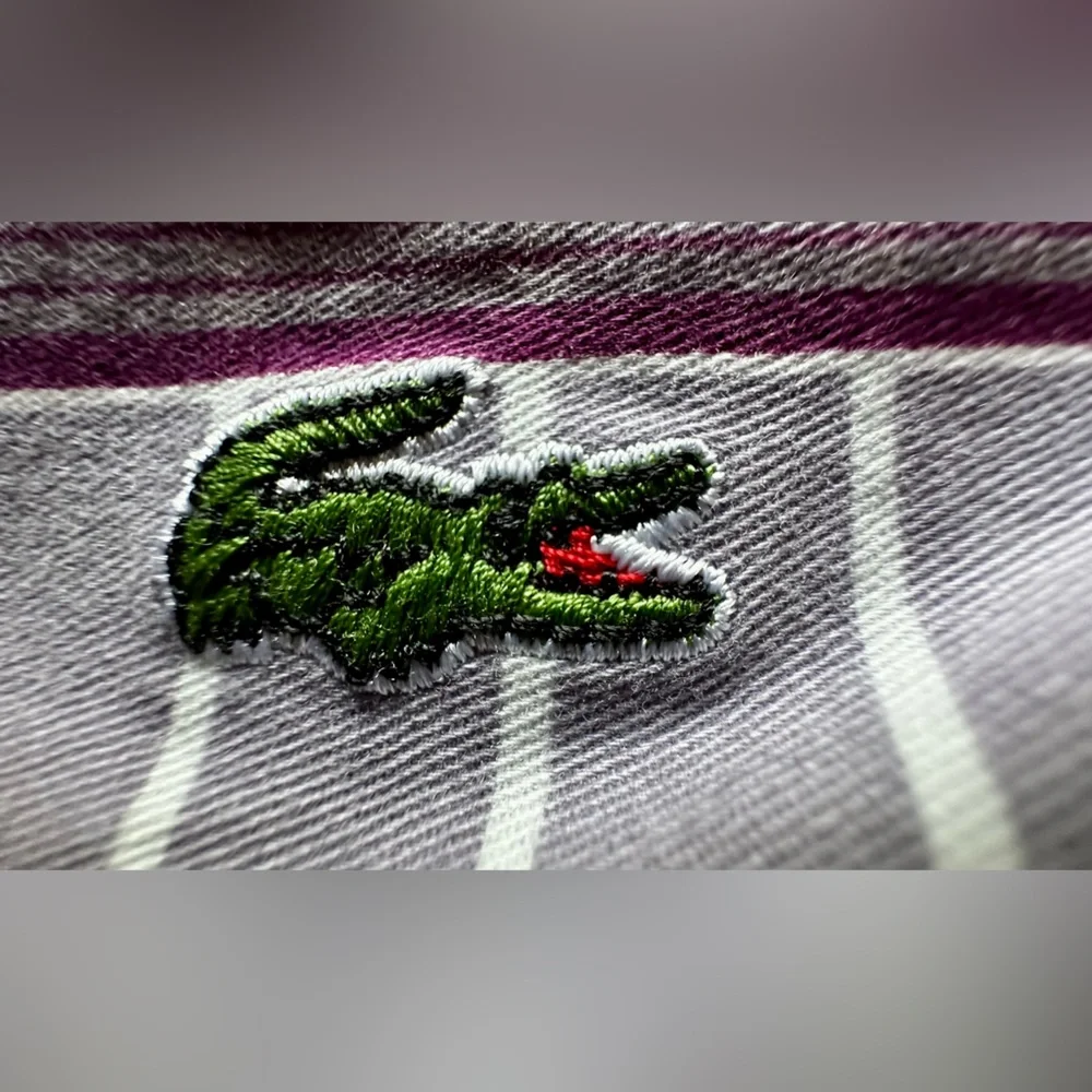 Lacoste King Duvet Pair King Pillow Shams. Purple/Blue and White stripes. Clean